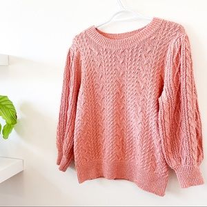 Free People pink cable knit sweater